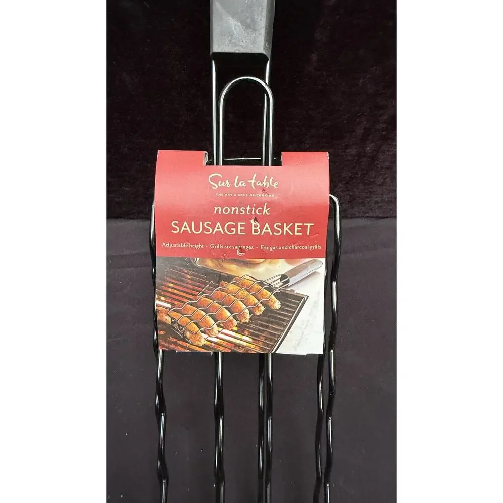 Sur la table Sausage Grilling Basket Black Non-Stick Adjustable Height Brand New